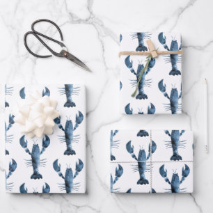 moderne Waterverf blauwe kreeft Inpakpapier Vel