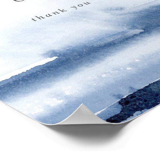 Moderne Waterverf | Blauwe trouwkaarten Poster (Hoek)