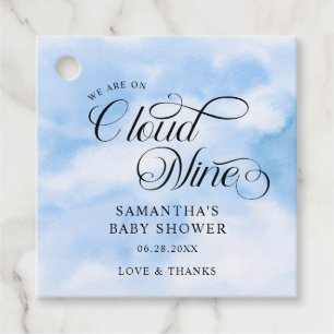 Moderne Waterverf Blauwe Wolk Negen Baby shower Bedankjes Labels