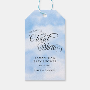 Moderne Waterverf Blauwe Wolk Negen Baby shower Cadeaulabel