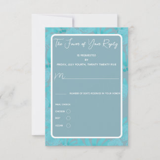 Moderne Waterverf Blauwgroen blauw ontwerp RSVP Kaartje