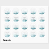 Moderne Waterverf | Blauwgroen envelopzegels voor Ronde Sticker (Vel)