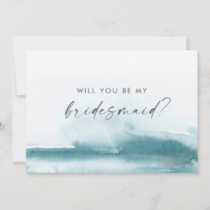 Moderne Waterverf Blauwgroen Kaart Bridesmaid-vo