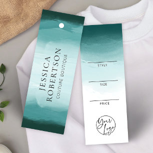 Moderne Waterverf Blauwgroen Kleding Prijs Label L Mini Visitekaartjes