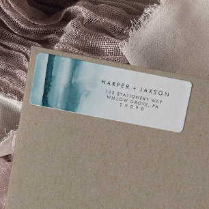 Moderne Waterverf   Blauwgroen retouradreslabel Etiket