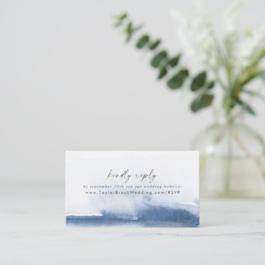 Moderne Waterverf | Blauwweddenschap Website RSVP Informatiekaartje (Staand voorkant)