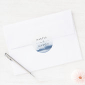Moderne Waterverf | Blauwweddenschappen Ronde Sticker (Envelop)