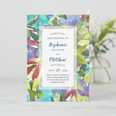 Moderne Waterverf bloemblaadje turquoise bruiloft Kaart (Staand voorkant)