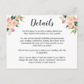 Moderne Waterverf Bloemen bruiloft Details Briefkaart (Voorkant)