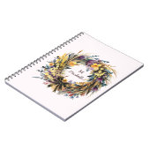 Moderne Waterverf bloemen Monogram Script Naam Notitieboek (Linkerzijde)