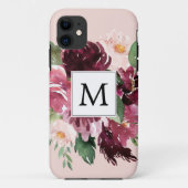 Moderne Waterverf bloemen monogrammen Case-Mate iPhone Case (Achterkant)
