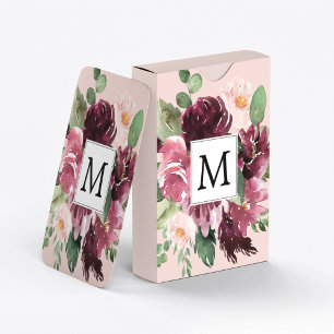 Moderne Waterverf bloemen monogrammen Pokerkaarten