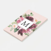 Moderne Waterverf bloemen monogrammen Post-it® Notes (Schuin)