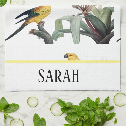 Moderne Waterverf bloemen monogrammen Theedoek (Gevouwen)