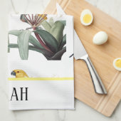 Moderne Waterverf bloemen monogrammen Theedoek (Quarter Fold)