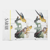 Moderne Waterverf bloemen monogrammen Theedoek (Horizontaal)