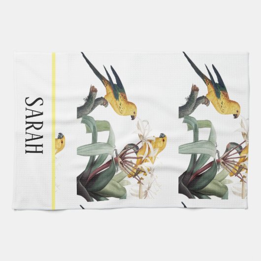 Moderne Waterverf bloemen monogrammen Theedoek (Horizontaal)