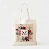 Moderne Waterverf bloemen monogrammen Tote Bag (Voorkant)