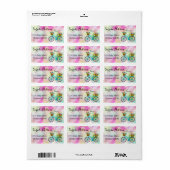 Moderne Waterverf bloemen op een fiets Etiket (Full Sheet)
