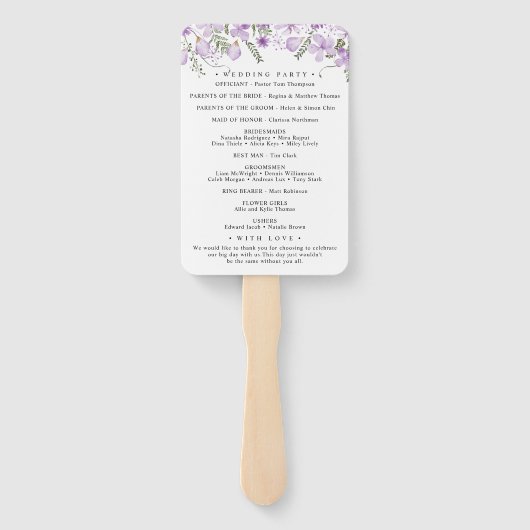Moderne Waterverf Bloemen Trouwprogramma Hand Fan Handwaaier (Achterkant)