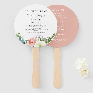 Moderne Waterverf Bloemen Trouwprogramma Hand Fans Handwaaier