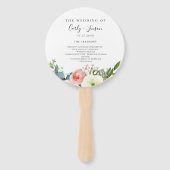 Moderne Waterverf Bloemen Trouwprogramma Hand Fans Handwaaier (Voorkant)