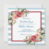 Moderne Waterverf Bloemen Winterbruiloft Kaart (Voorkant)