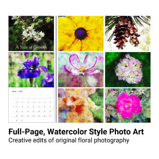 Moderne Waterverf Bloemenfoto Kunstkalender Kalender