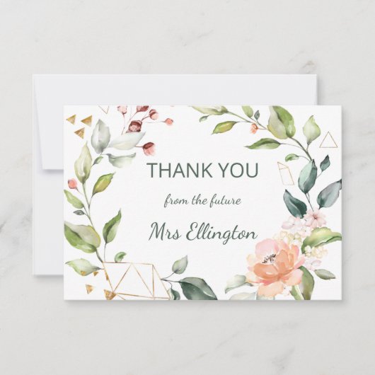 Moderne waterverf bloemenkrans Bedankt (Voorkant)