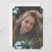 Moderne waterverf bloemenzomer FOTO afstuderen Kaart (Achterkant)