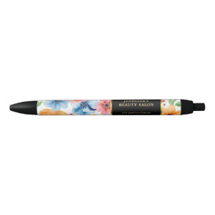 Moderne waterverf bloemetjes zwart goud profession zwarte inkt pen