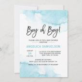 Moderne Waterverf Blue BOY Oh BOY Baby shower Kaart (Voorkant)