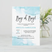 Moderne Waterverf Blue BOY Oh BOY Baby shower Kaart (Staand voorkant)