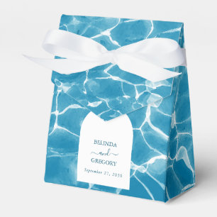 Moderne Waterverf Blue Ocean Beach bruiloft Bedankdoosjes