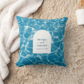 Moderne Waterverf Blue Ocean Beach bruiloft Kussen (Deken)