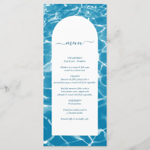 Moderne Waterverf Blue Ocean Beach bruiloft Menu
