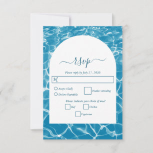 Moderne Waterverf Blue Ocean Beach bruiloft RSVP Kaartje