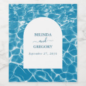 Moderne Waterverf Blue Ocean Beach bruiloft Wijn Etiket (Enkel label)