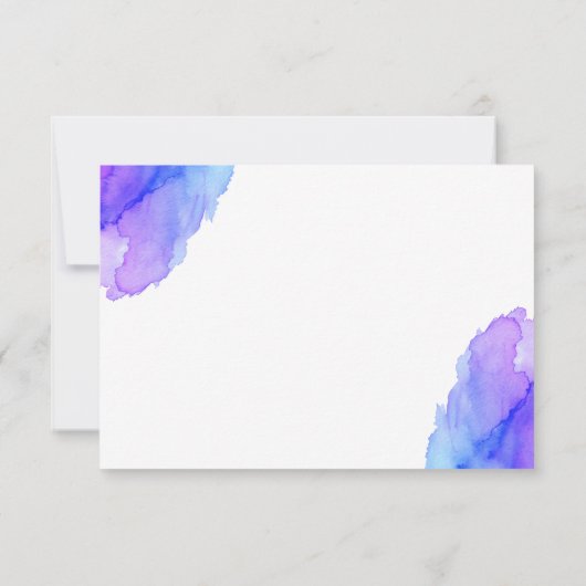 Moderne Waterverf Blue Paars Turquoise DANK U Bedankkaart (Achterkant)