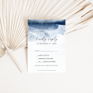 Moderne Waterverf Blue Song Request RSVP Card Kaartje