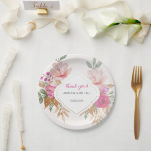 Moderne Waterverf Boho bloemstuk Papieren Bordje