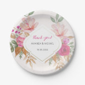 Moderne Waterverf Boho Bloemstuk Papieren Bordje (Voorkant)