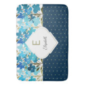 Moderne Waterverf Boho Blue Flural Handbeschilderd Badmat (Voorkant Verticaal)