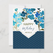 Moderne Waterverf Boho Blue Flural Handbeschilderd Kaart (Voorkant)