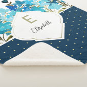 Moderne Waterverf Boho Blue Flural Handbeschilderd Sherpa Deken (3/4)