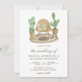Moderne Waterverf Boho Cactus Wedding Kaart (Voorkant)