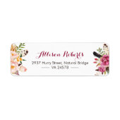 Moderne Waterverf Boho Feathers Tribe-bloemen Etiket (Voorkant)