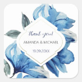 Moderne Waterverf Boho Indigo Blauw Abstract Vierkante Sticker (Voorkant)