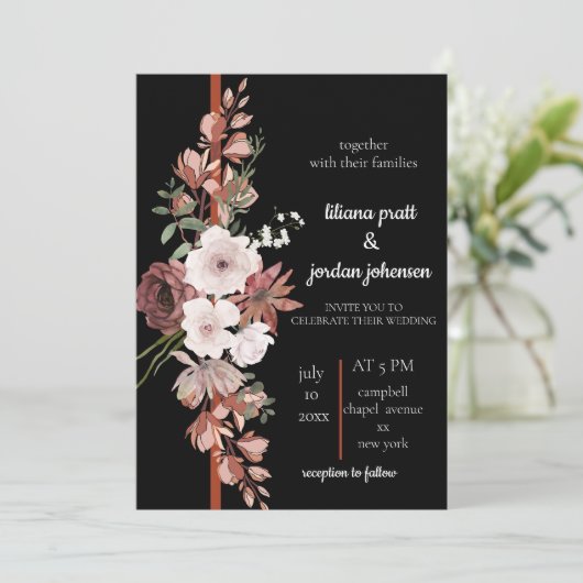 Moderne Waterverf boho Wedding Uitnodiging (Staand voorkant)