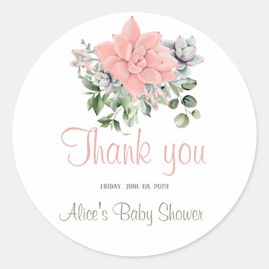 Moderne Waterverf botanisch groen koraal Ronde Sticker (Voorkant)